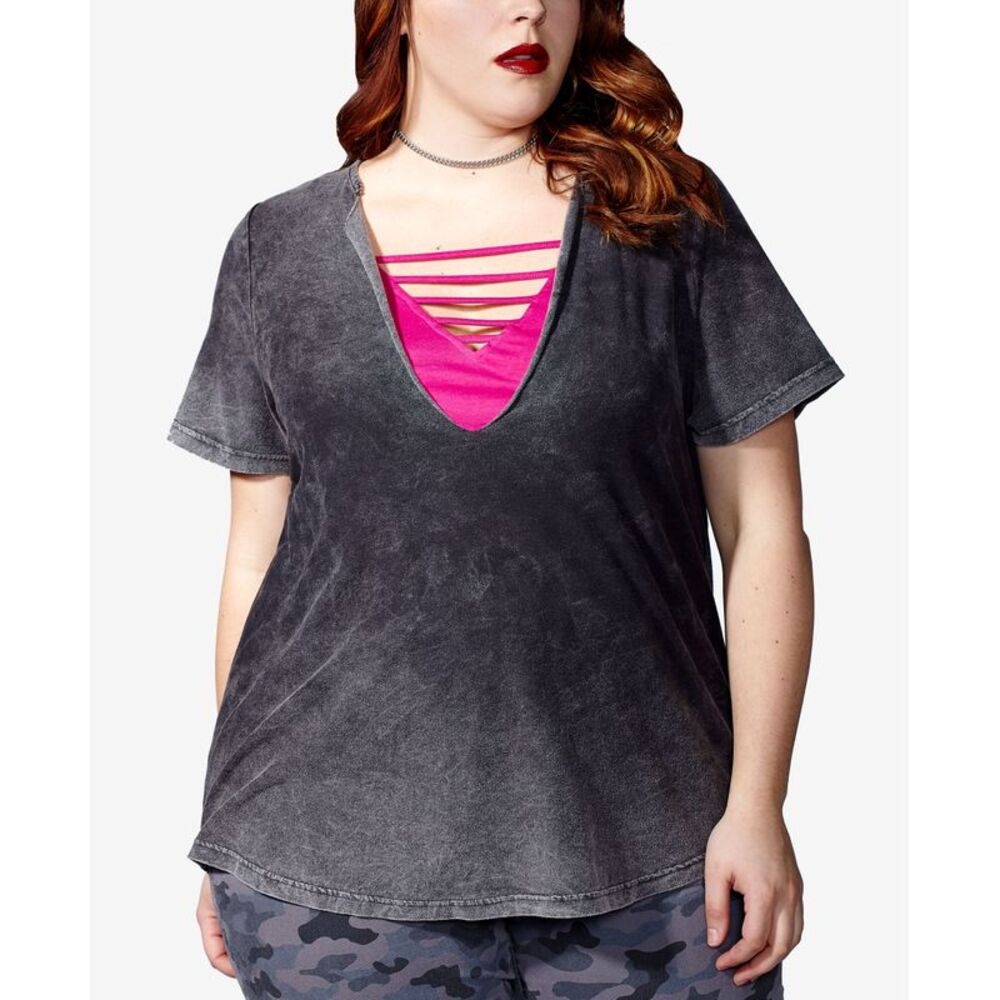 Mblm By Tess Holliday Trendy Plus Size 2 Pc. Layered Strappy T-Shirt